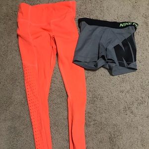Athleta leggings & Nike shorts